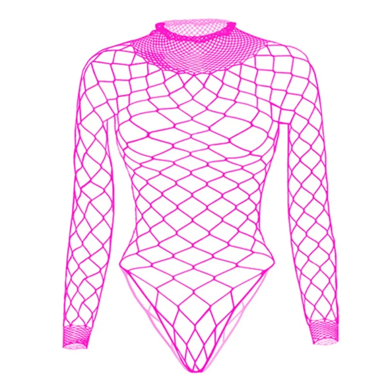 Bodystocking z siatki z długim rękawem
