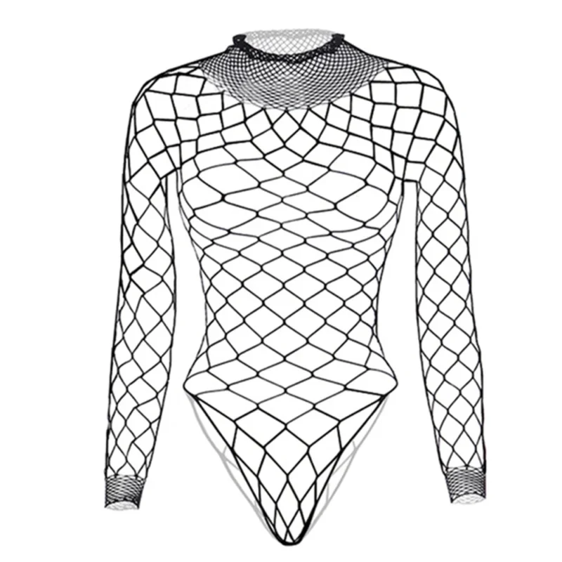 Bodystocking z siatki z długim rękawem