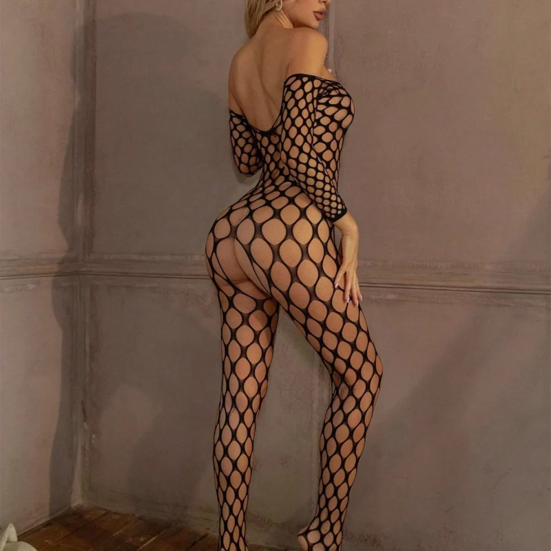 Bodystocking z motywem dużej siatki
