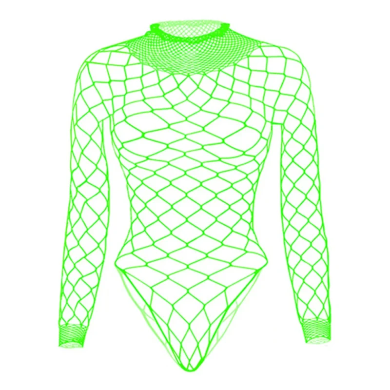 Bodystocking z siatki z długim rękawem