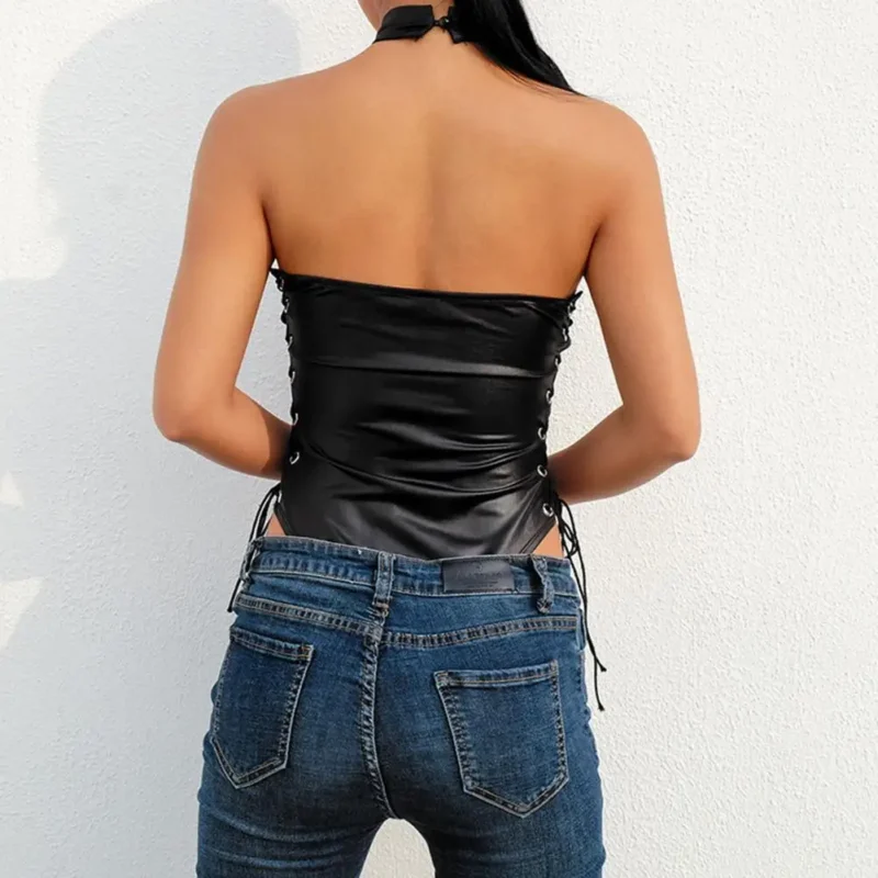 Body z imitacji skóry z wiązaniem