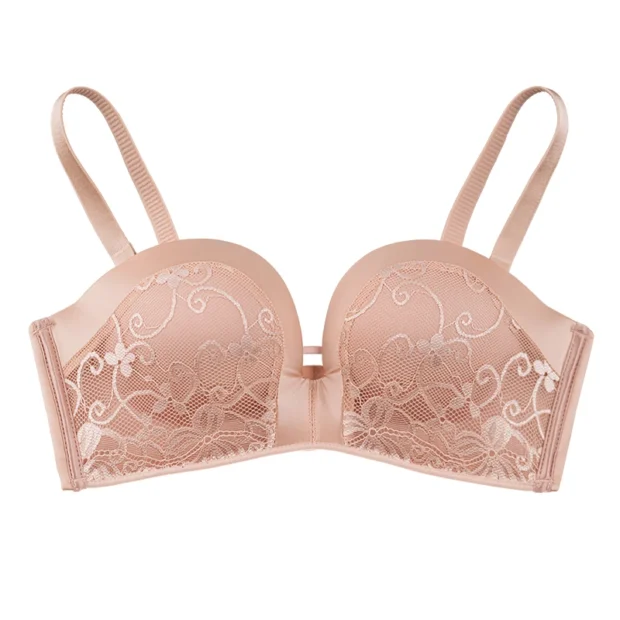Koronkowy biustonosz bez ramiączek typu bralette push up