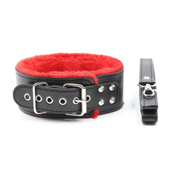 Choker z futerkową wyściółką i odpinaną smyczą