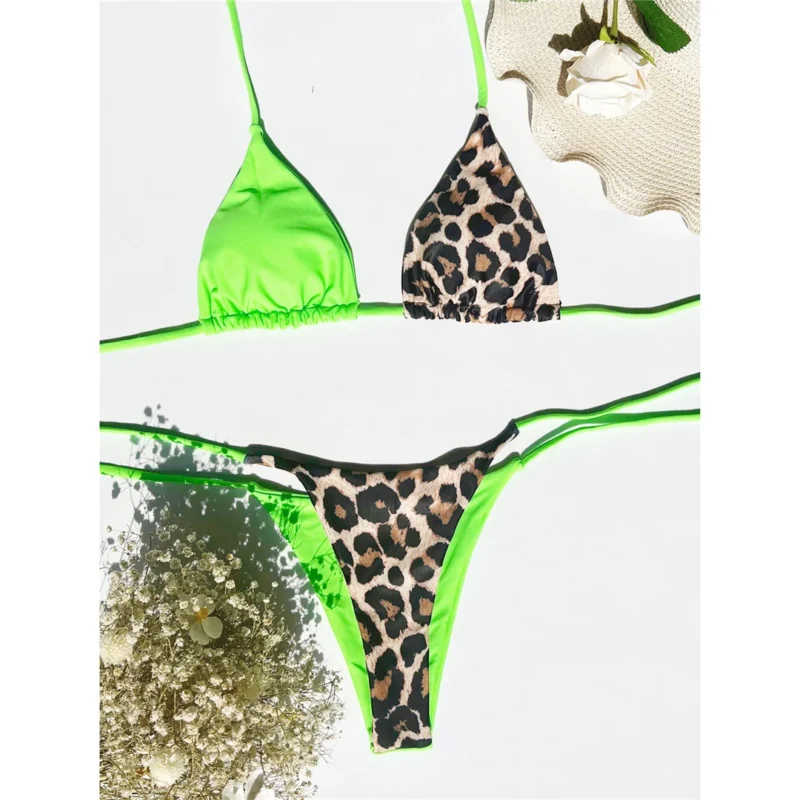 Bikini z wiązaniem i kontrastowym wzorem