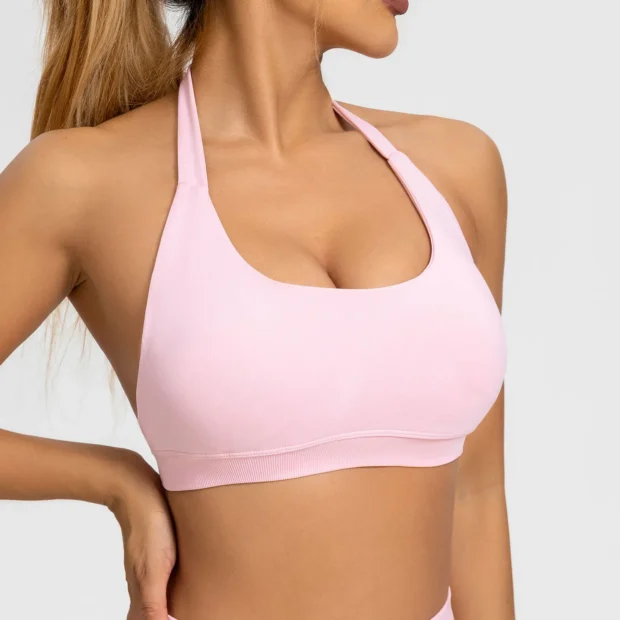 Bezszywowy biustonosz sportowy typu halter