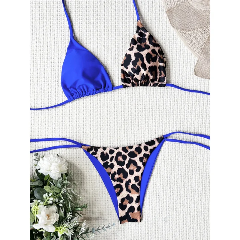 Bikini z wiązaniem i kontrastowym wzorem