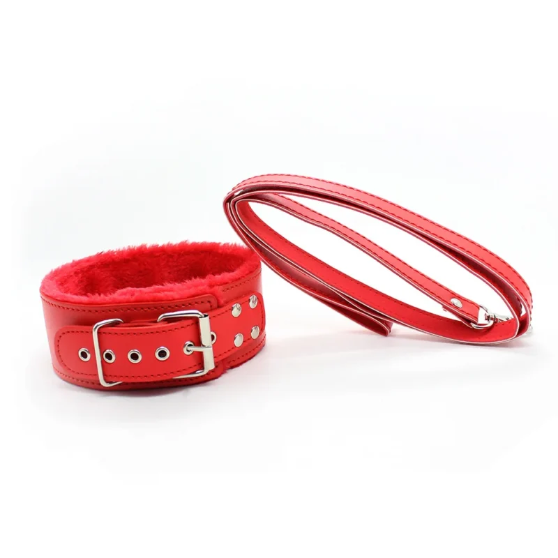 Choker z futerkową wyściółką i odpinaną smyczą