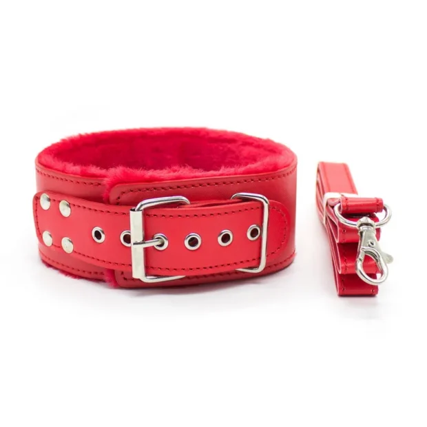 Choker z futerkową wyściółką i odpinaną smyczą
