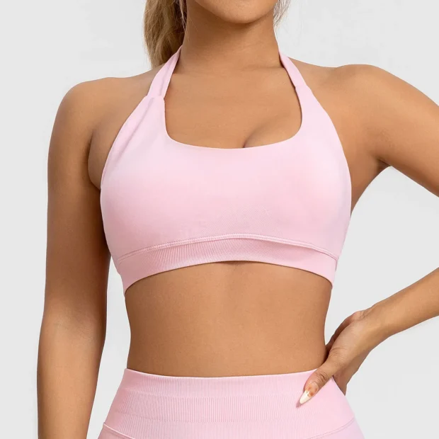 Bezszywowy biustonosz sportowy typu halter