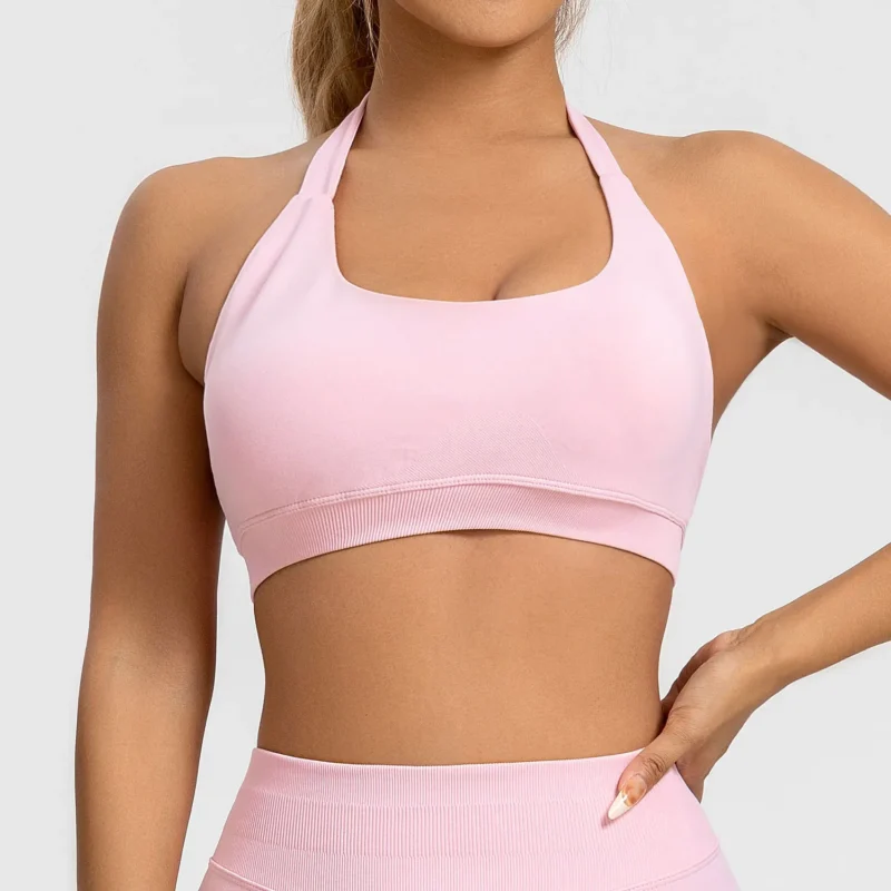 Bezszywowy biustonosz sportowy typu halter