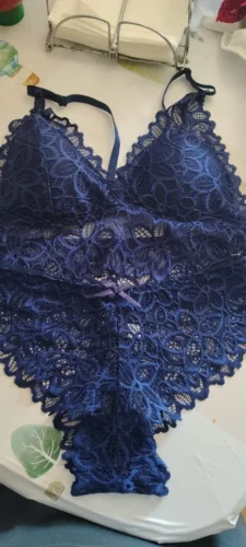 Koronkowy komplet z miękkim biustonoszem typu bralette photo review