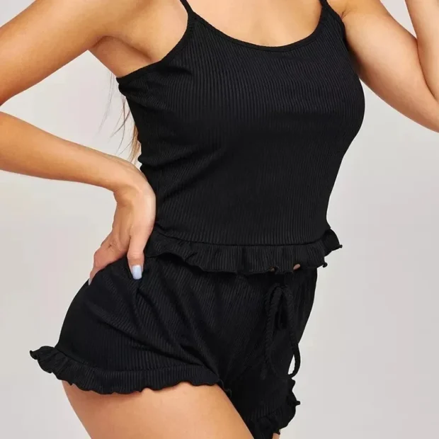 Dwuczęściowy komplet piżamowy z topem i szortami