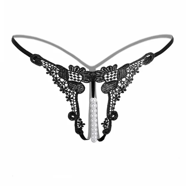 Stringi koronkowe z ozdobnymi perełkami