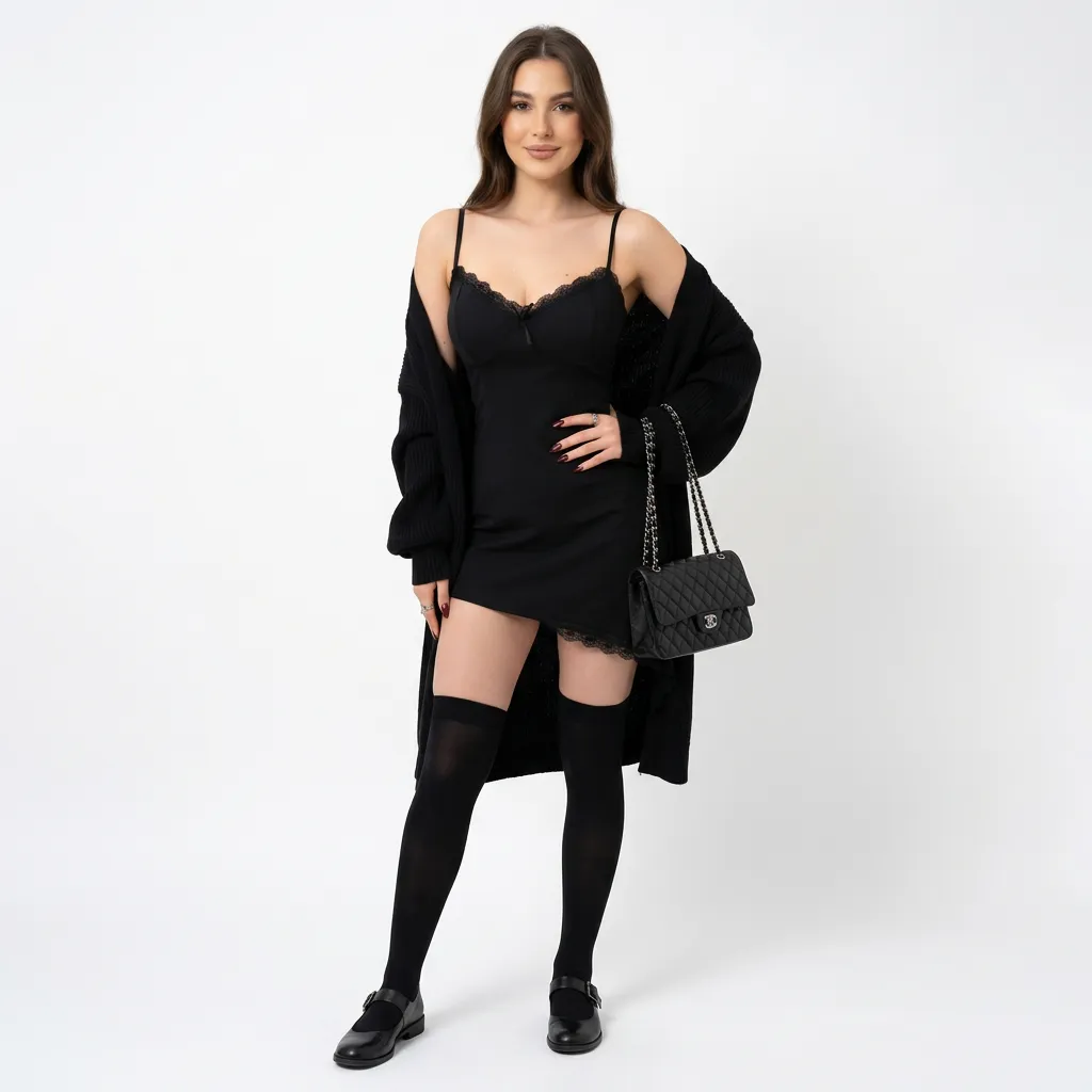 Dopasowana mini sukienka na ramiączkach z koronką