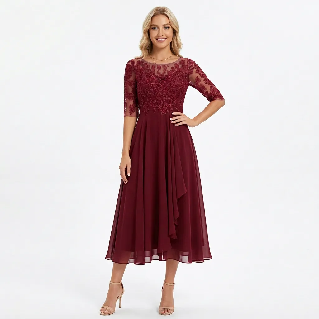 Sukienka wieczorowa z koronkową górą i zwiewną plisowaną spódnicą