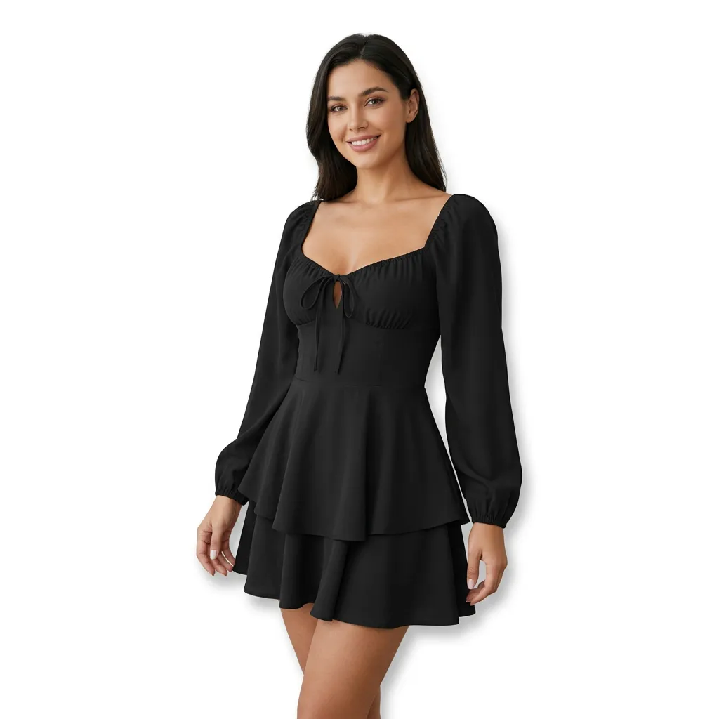 Sukienka mini z dekoltem sercowym i wiązaniem na plecach