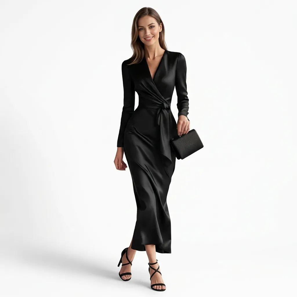 Sukienka kopertowa z efektownym wiązaniem w talii