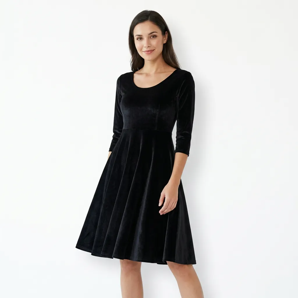 Rozkloszowana sukienka z półokrągłym dekoltem