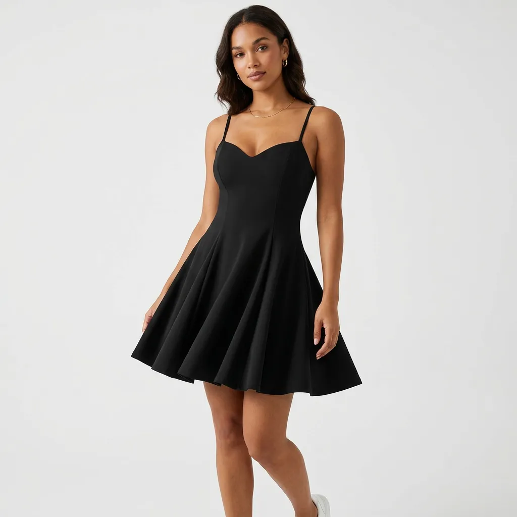 Sukienka mini z dekoltem w serce i cienkimi ramiączkami