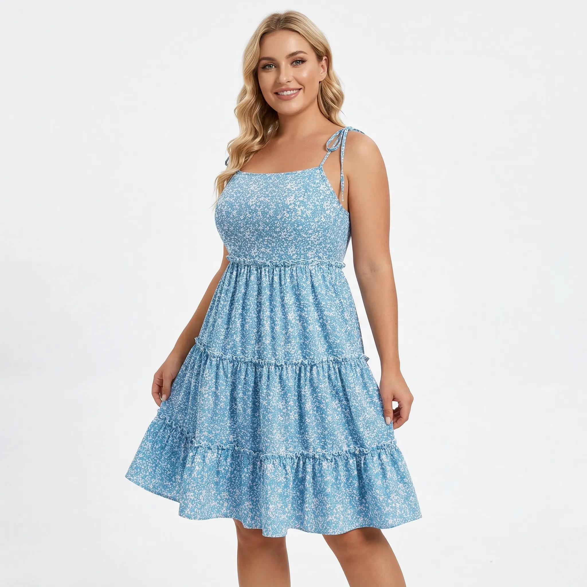 Sukienka na ramiączkach z falbanami